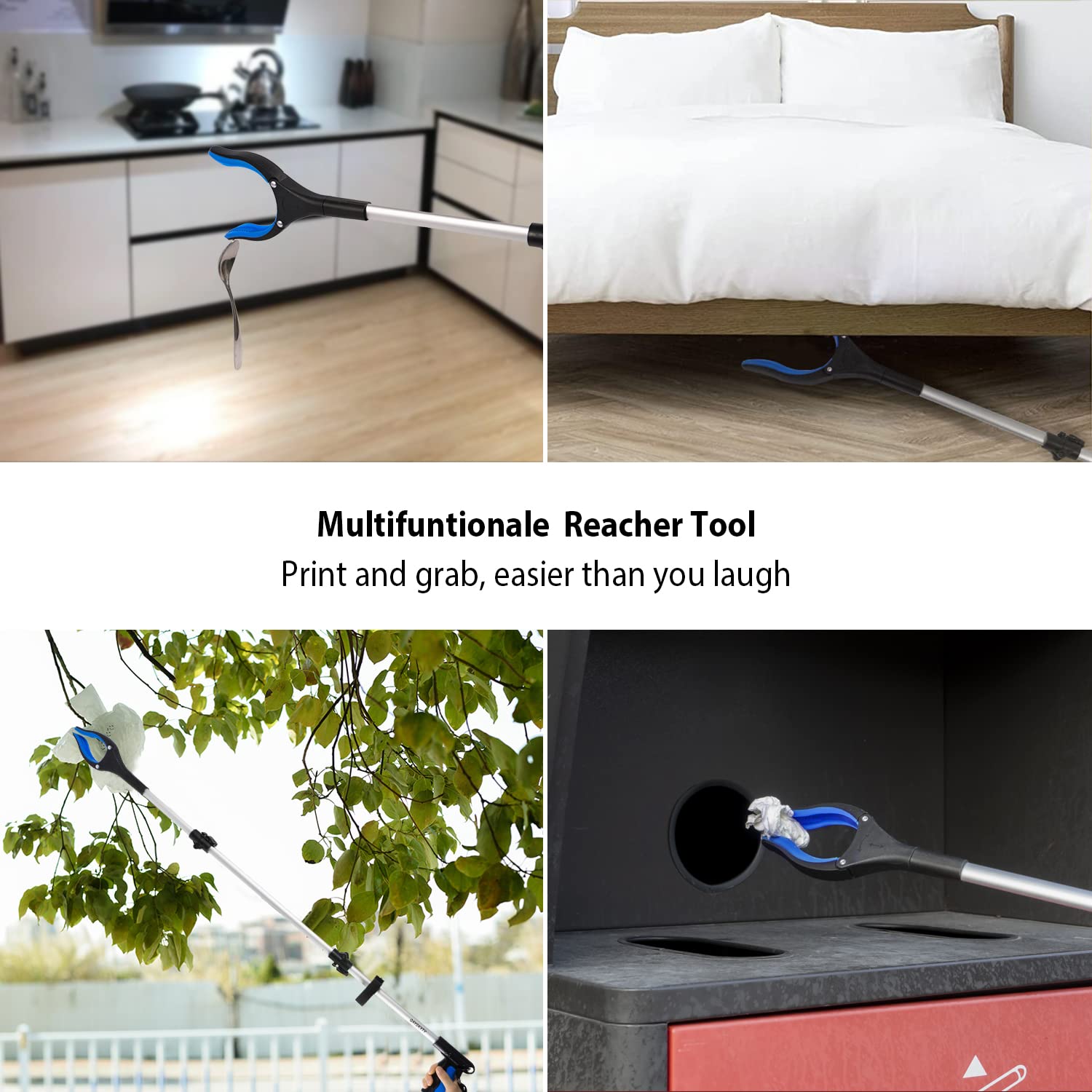 QAYSKYTY Reacher Grabber Pickup Tool 43 Inch, Extra Long Grabber Tool for Elderly + Magnets & Rotating Head, Sturdy Grabber Reacher Tool for Trash Pick Up - Mobility & Daily Living Aids