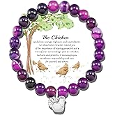 PARTNER Chicken Gifts for Women and Men Chicken Bracelets for Women and Men Natural Gemstone Beaded Bracelets for Chicken Lovers