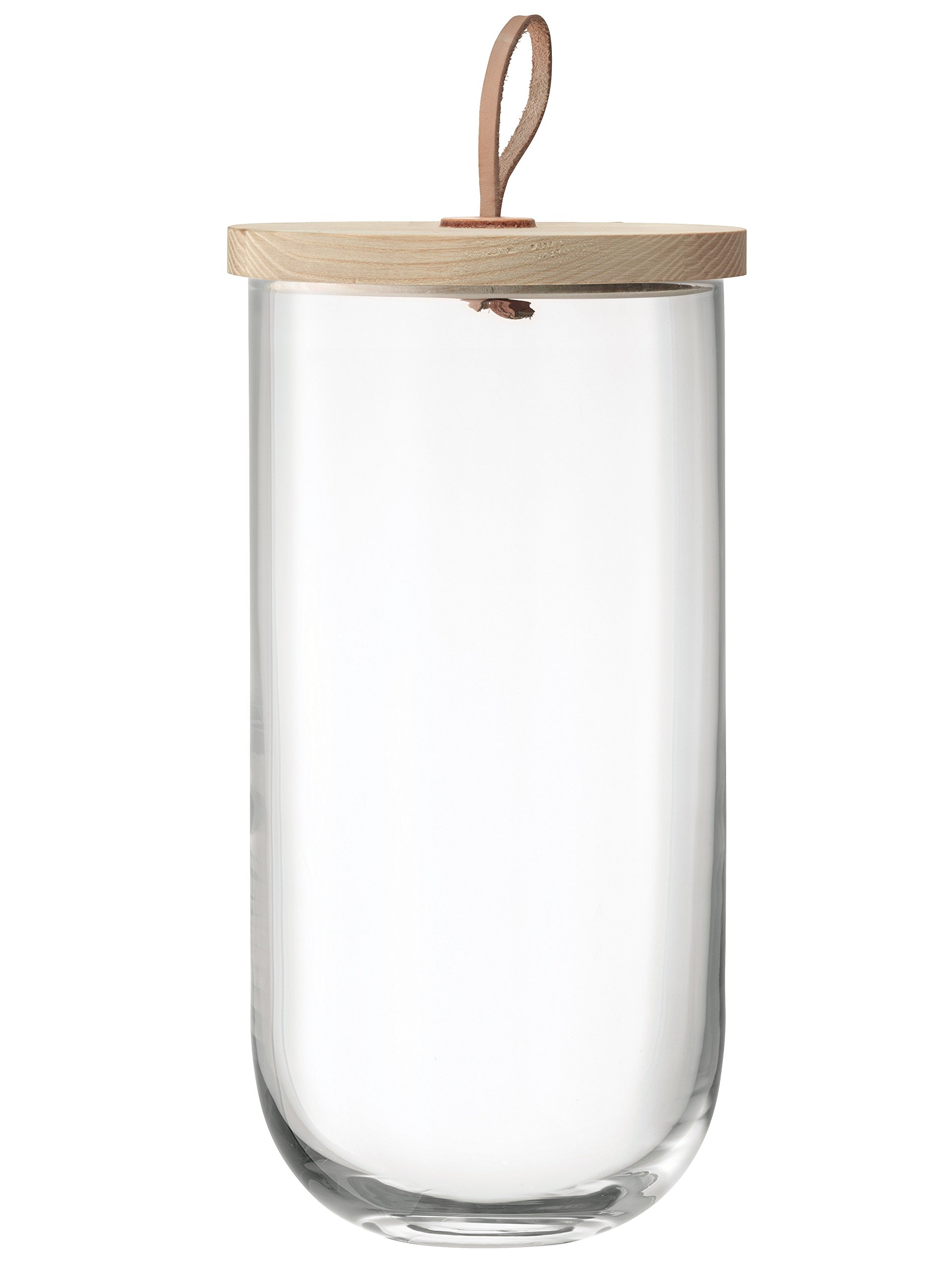 LSA International Ivalo Container & Ash Lid H29.5cm Clear| 1 Unit | Mouthblown & Handmade Glass | Hand Planed Wood | IV06