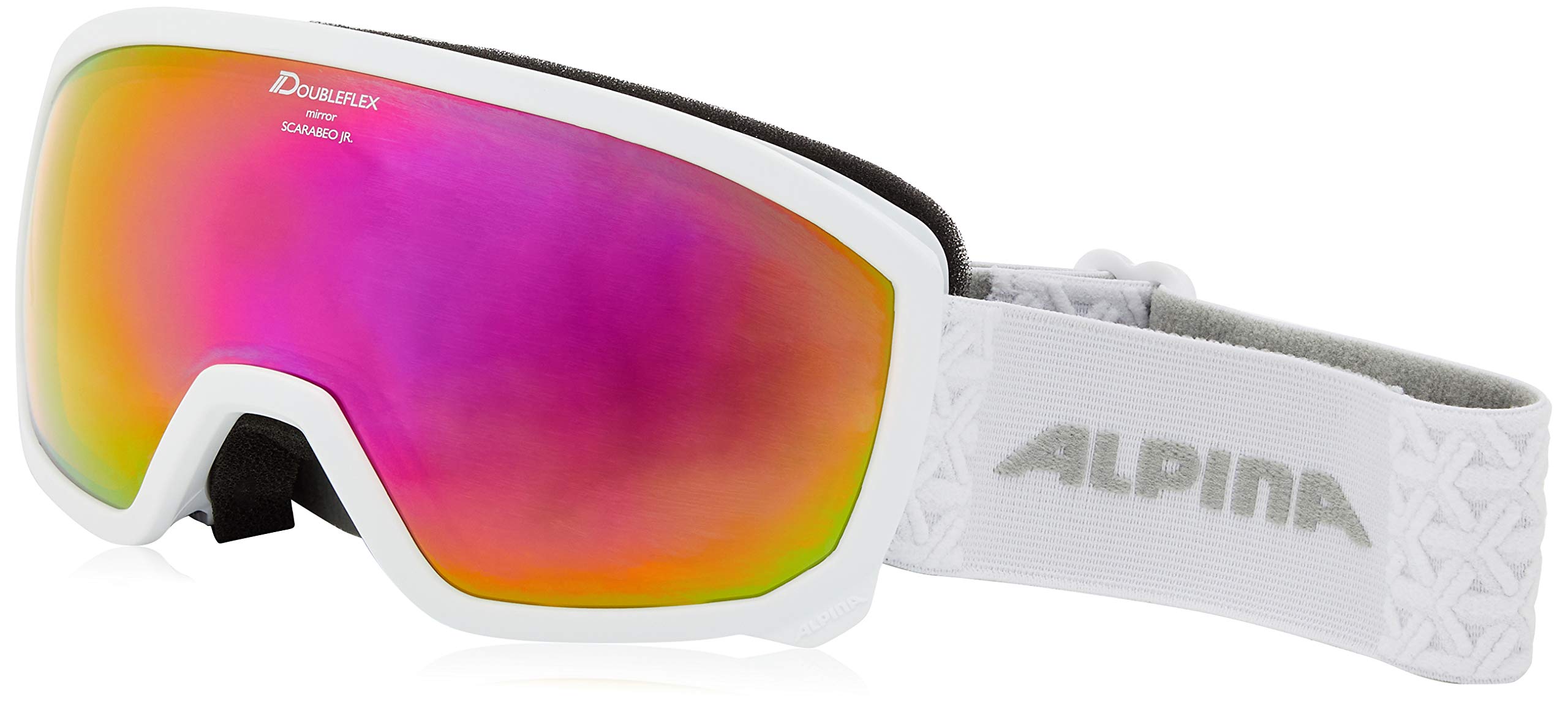ALPINA Unisex - Children, SCARABEO JR. HM ski goggles, white, One Size