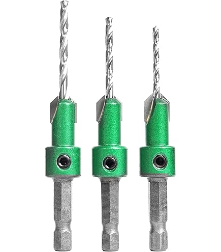 VOUYAR Carbide Tipped Countersink Drill Bit Set – 5-Piece #4,6,8,10,12 For Woodworking, High Speed Steel