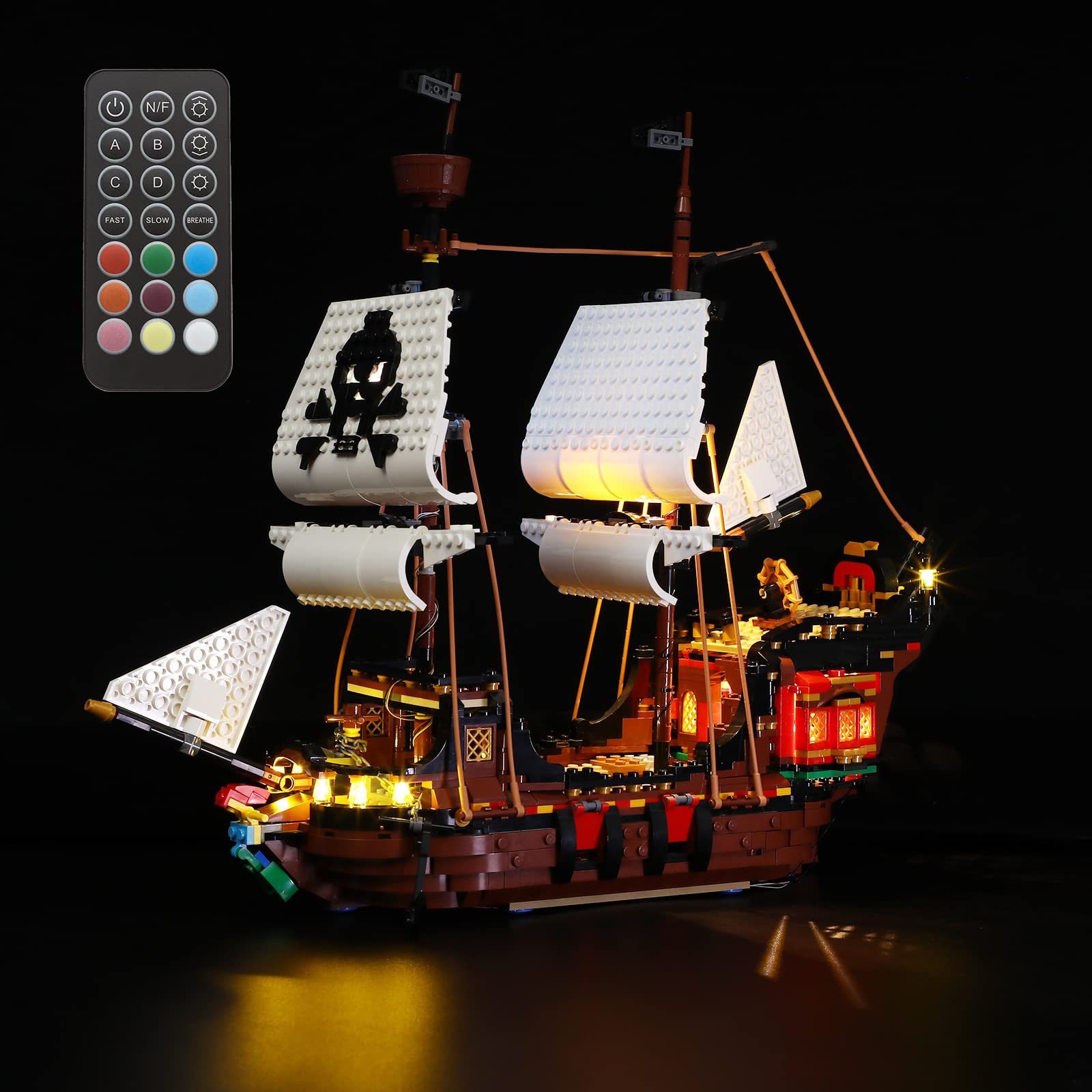 GEAMENT LED Light Kit (Remote Control) Compatible with LEGO Pirate Ship - Lighting Set for Creator 31109 (Building Set Not Included)