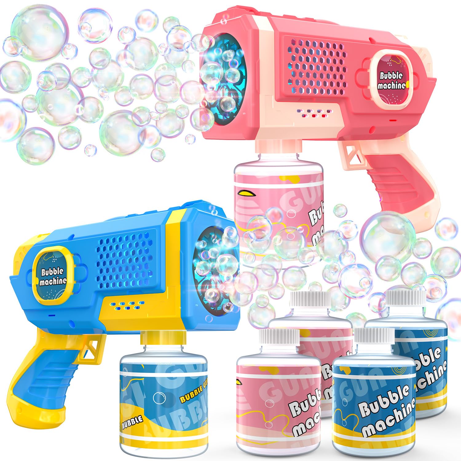 Photo 1 of EagleStone 2 Pack Bubble Guns with 4 Bottles Solution, Automatic Bubble Machine Blaster for Kids & Adults – Light Up Summer Toy for Outdoor, Birthday Gifts, Easter, Wedding Party Favor Bubble
