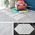 Livelynine 32 Pack Peel and Stick Floor Tile 12X12 Light Grey Marble Vinyl Flooring Sheet Self Adhesive Kitchen Flooring Tiles Bathroom Stick on Floor Tiles Stickers Bedroom Sticky Laminate Linoleum
