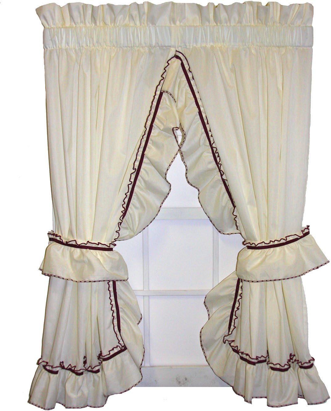 Window Toppers Jenny Country Ruffle Priscilla Curtains Pair 86 Inch W by 72 Inch L