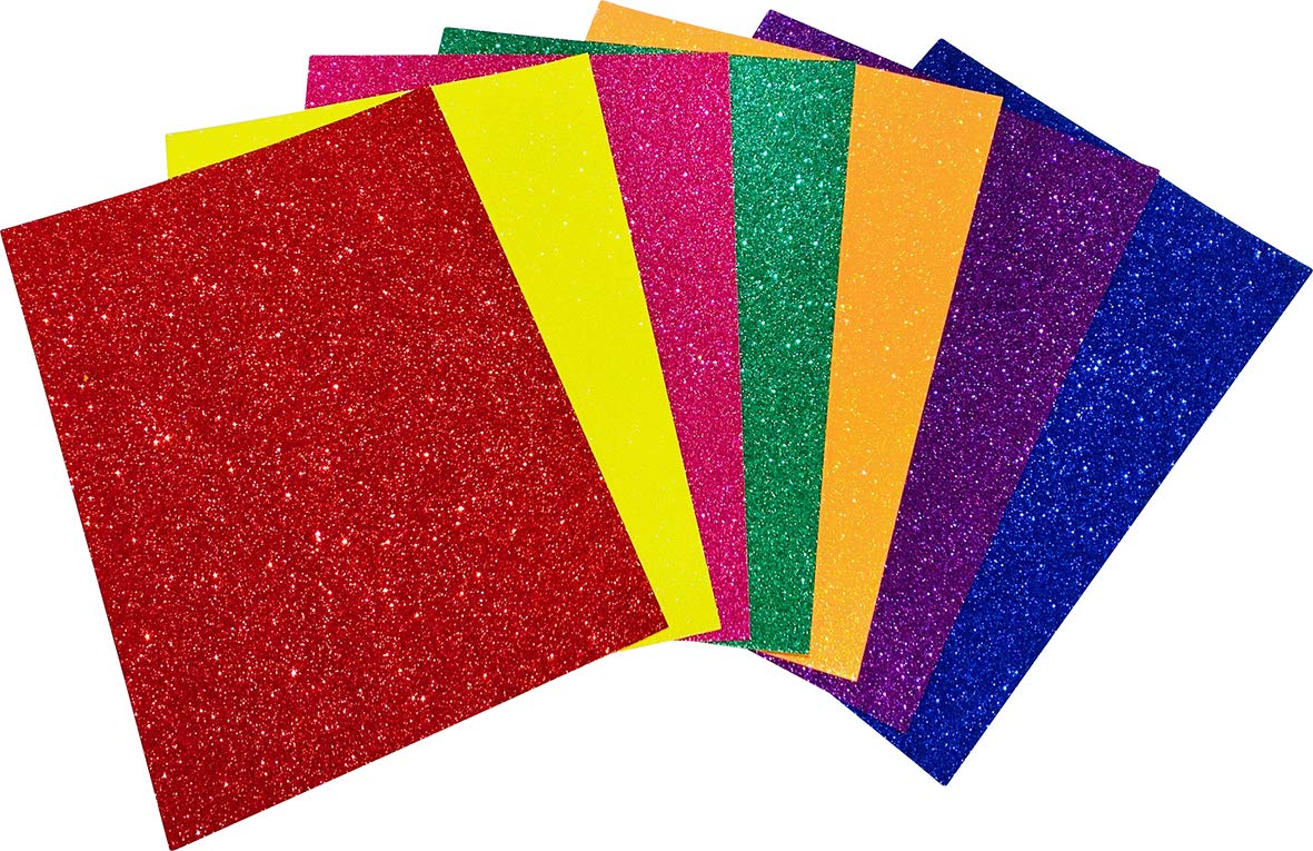 Springboard 10818 Rainbow Colours Glitter A4 Card Assortment 230gsm (Pack of 7 Sheets)