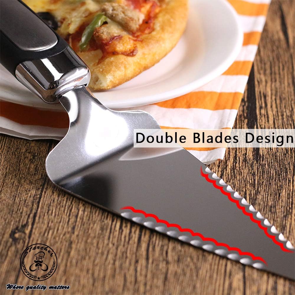Starchef Cake Pizza Pie Server, Cutter,Slicer Divider,Cutting Spatula,Turner,Double-Blades Design,Soft Grip,Stainless Steel - Image 4