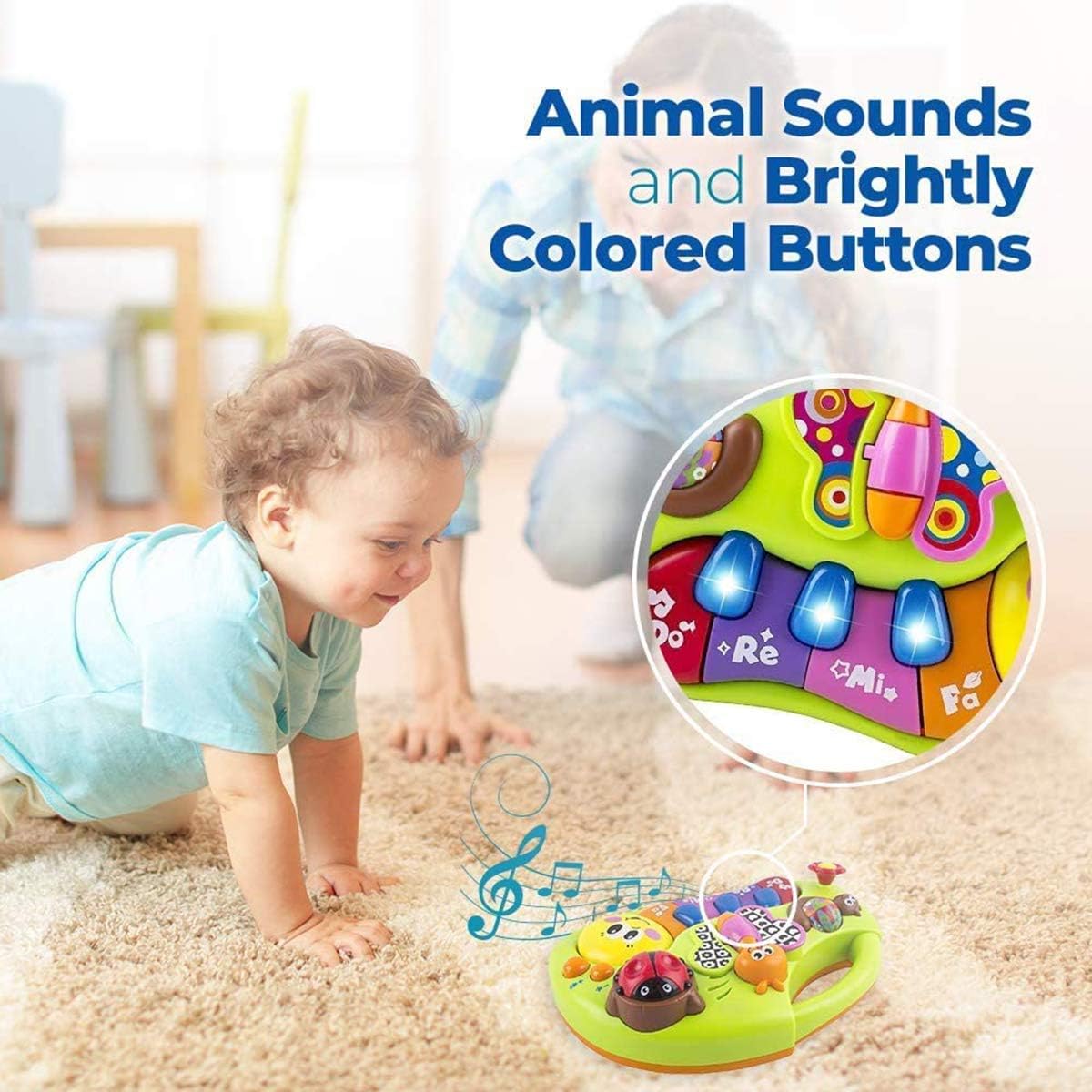 HOLA Musical Baby Toys 6 to 12 Months, Baby Piano Light Up Caterpillar Musical Toys for Toddlers 1-3, Learning Developmental Infant Baby Toys 6 9 12-18 Months, 1 Year Old Girl Toy: Toys & Games