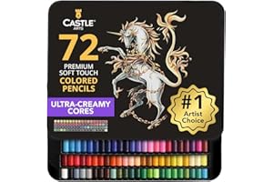 Castle Art Supplies Colored Pencils Set | 72 Premium Soft Core Colored Leads for Adult Artists | Organized in Presentation Tin Case