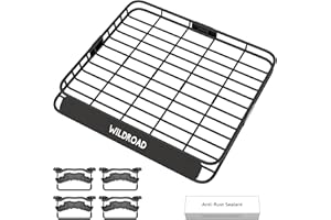 Wildroad Roof Rack Cargo Basket, Upgraded 4” Fence Wide Car Roof Basket 43"x 50"x 4" Universal Roof Cargo Carrier Basket with Anti-Rust Sealant Fits for SUV Truck Cars