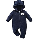Hikido Baby Fleece Winter Jumpsuit Cute Cartoon Comfy Fluffy Romper for 0-18M