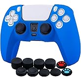 YoRHa Silicone Cover Skin Case for PS5 Controller x 1(Blue) with Thumb Grips x 10