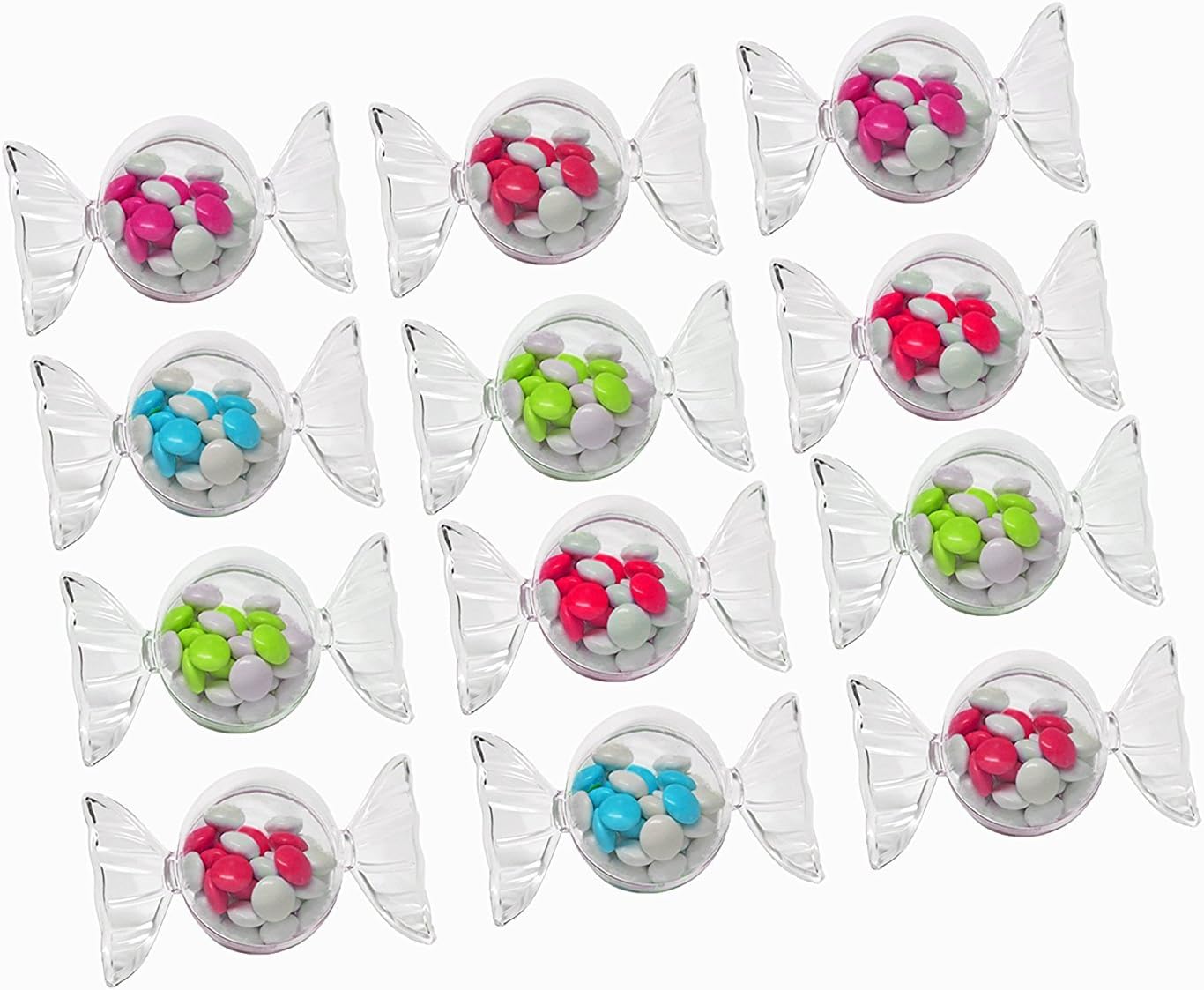 PartyPom Heavy Weight Clear Plastic Mini Candy Shaped Candy Holder, 40 Count