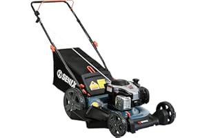 SENIX LSPG-M7 21'' Gas Push Lawn Mower, with 140 cc 4-Cycle Briggs & Stratton Engine, 3-in-1 Bagging, Mulching, and Side Discharge, 6-Position Dual Lever Height Adjustment, 16 Gallon Grass Bag