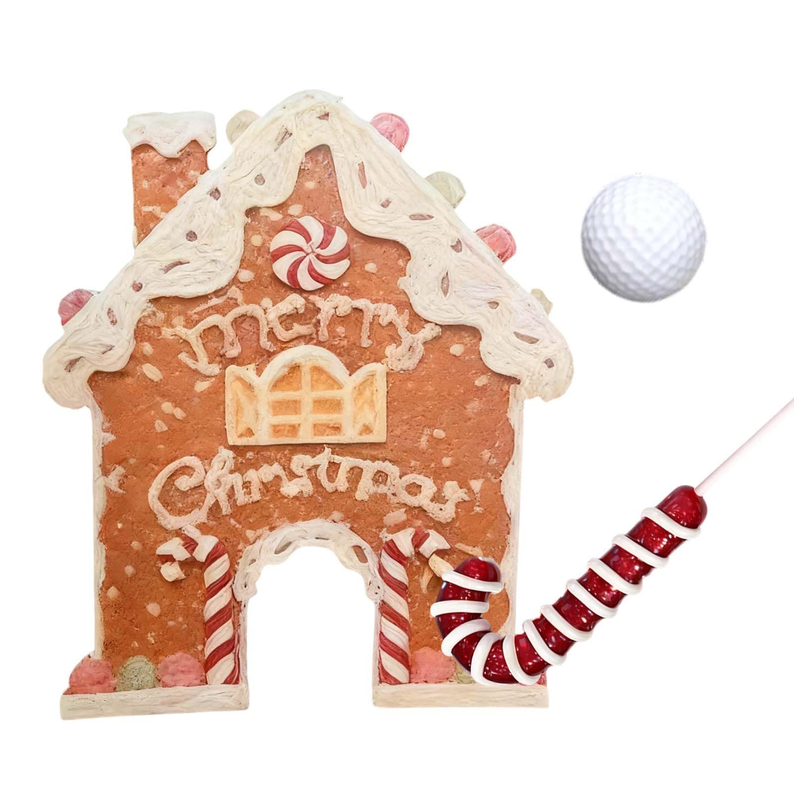 Gingerbread Golf Game Set, Gingerbread Golf with Candy Cane and Ball, Portable Mini Golfs Course Set Christmas Games for Families, Christmas Family Games with Holes and Putters