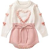 Ursobutegl Baby Girl Knitted Romper Sweater Long Sleeve Knit Embroidery Floral One Piece Bodysuits Warm Fall Winter Clothes