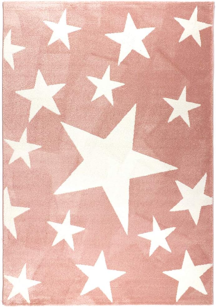 havatex Modern Rug Stars - Pink or Blue | Modern Motif with Stars | Oeko-Tex Seal | Great Children's Rug Youth Carpet for Girls and Boys, Colour:Pink, Size:160 x 230 cm
