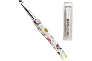 LOOEN 8mm Crochet Hook, Ergonomic Handle for Arthritic Hands, Soft Rubber Grip Extra Long Knitting Needles for Beginners and Knitting Crocheting Yarn (8mm)