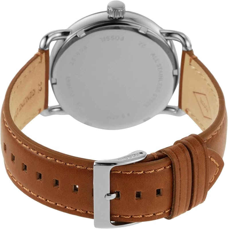 Montre pour homme Copeland 42mm, mouvement à quartz, boîtier en acier inoxydable argenté de 42mm avec bracelet en cuir, FS5661