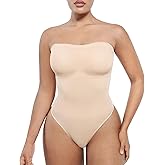 SHAPELLX Women's Shapewear Bodysuits Tummy Control Butt Lifter Body Shaper Strapless Seamless Mid Thigh Jumpsuit Tops