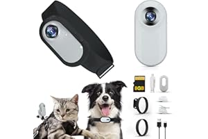 GHWMYD Cat Camera Collar, HD 1080P Wireless Dog Collar Camera with 8GB SD Card, Sport Action Camera Cat Collar Camera for Pet Supplies Video Records Camera for Cats Dogs Presents, White