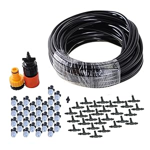 theBlueStone DIY 50FT 30 Nozzles Misting System Kit for Outdoor Swimming Pool Cooling Garden Greenhouse Irrigation Reptile Mosquito Prevent - 50FT with 30PCS Plastic Mist Nozzle Misting System