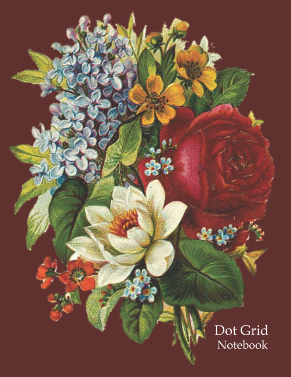 Dot Grid Notebook: Large Simple Dot Grid Journal Vintage Floral Notebook for Writers - 110 Pages 8.5 x 11 inches