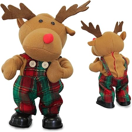 Immagini Renna Di Natale.Lux Pro Renna Che Canta E Balla 30 Cm X O 15 Cm Decorazione Natalizia Renna Di Tessuto Di Natale Amazon It Casa E Cucina