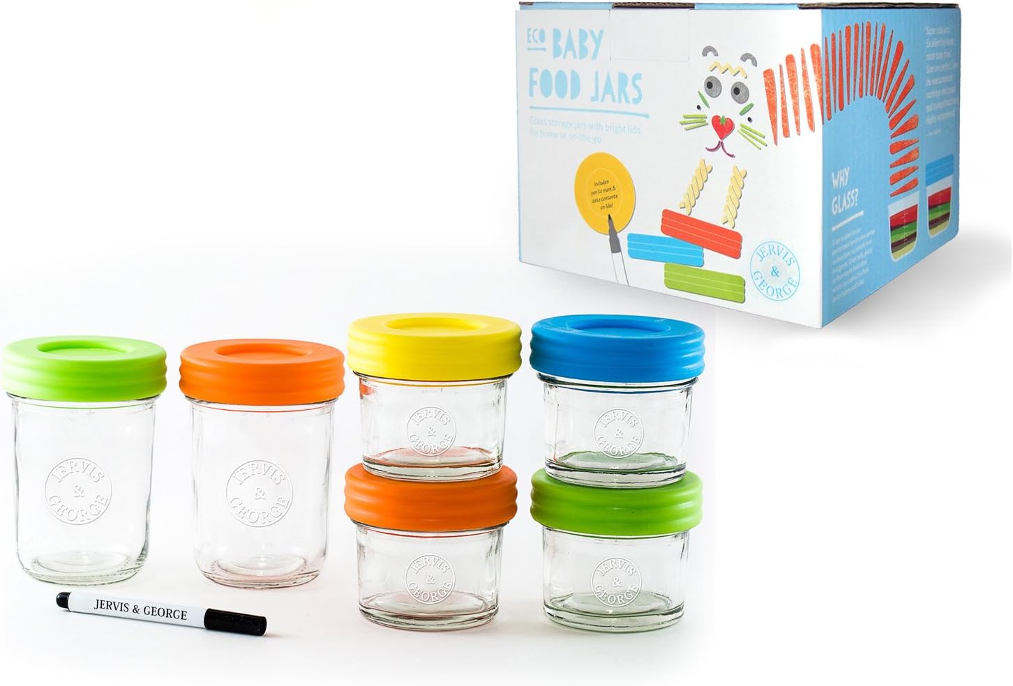 Glass Baby Food Storage Containers Set Contains Small Reusable 4oz And 8oz Jars With Airtight Lids Safely Freeze Your Homemade Baby Food Amazon Co Uk Kitchen Home