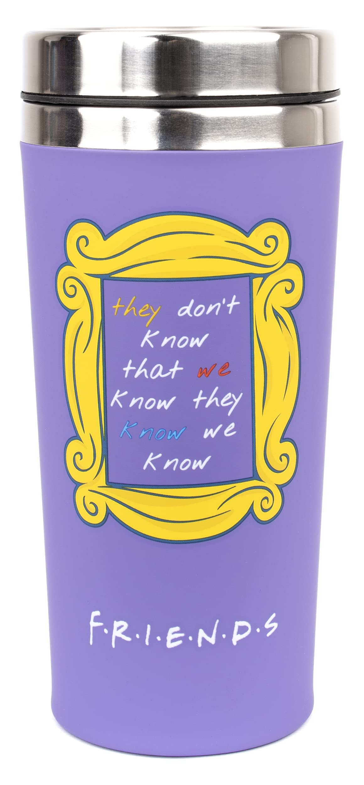 FRIENDS Travel Mug - 450ml/15.5oz - BPA Free Double Wall Stainless Steel Thermal Insulated - Temperature Control for Up to 8 hrs Central Perk Gift for Women