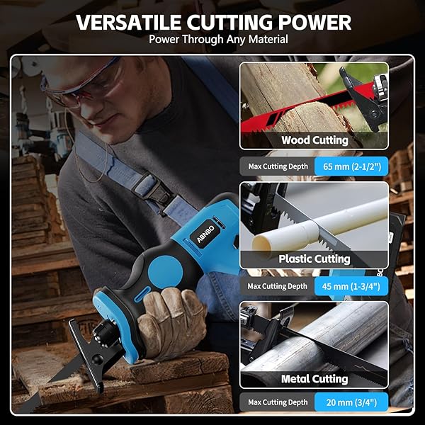 20V CORDLESS RECIPROCATING SAW, BRUSHLESS ELECTRIC RECIPROCATING SAW WITH 2 BATTERIES AND 6 BLADES,TOOL-FREE BLADE CHANGE, PORTABLE POWER RECIPROCATING SAW FOR CUTTING WOOD, METAL, PVC