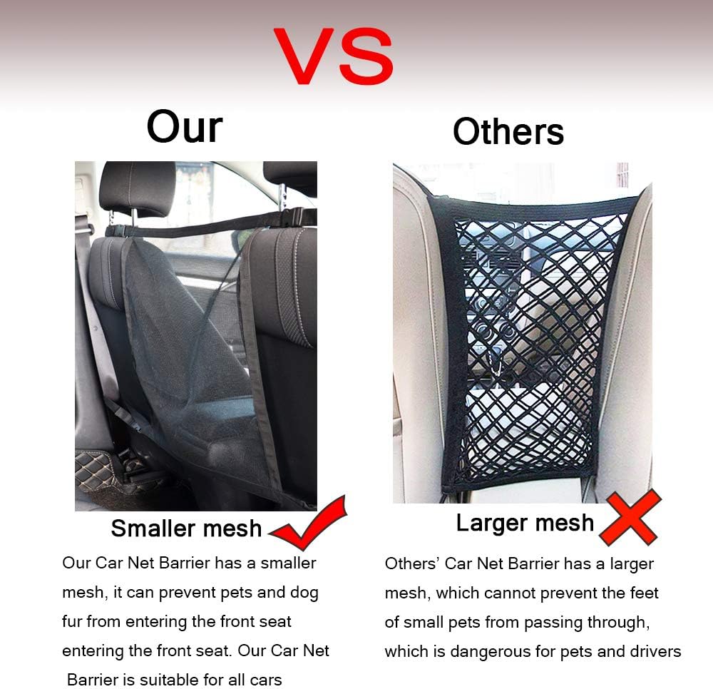 Car Dog Net Barrier, Through Vehicle Small Mesh Barrier to Keep Dogs and Pet Hair Out of Front Seat, with Adjustable Pet Car Seat Belt - Image 5