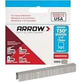 Arrow Fastener 508SS1 Heavy Duty T50 1/2-Inch Stainless Steel Staples for Upholstery, Construction, Furniture, Crafts, 1000-Pack