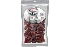 Old Trapper Beef Jerky, Peppered 8 Ounce Pack, Spicy Meat Snacks for Lunches or Between Meals, 11 Grams of Protein, Zero Grams of Fat, and 70 Calories per Serving (Pack of One)