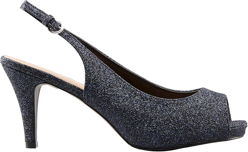 wide fit navy sling back shoes