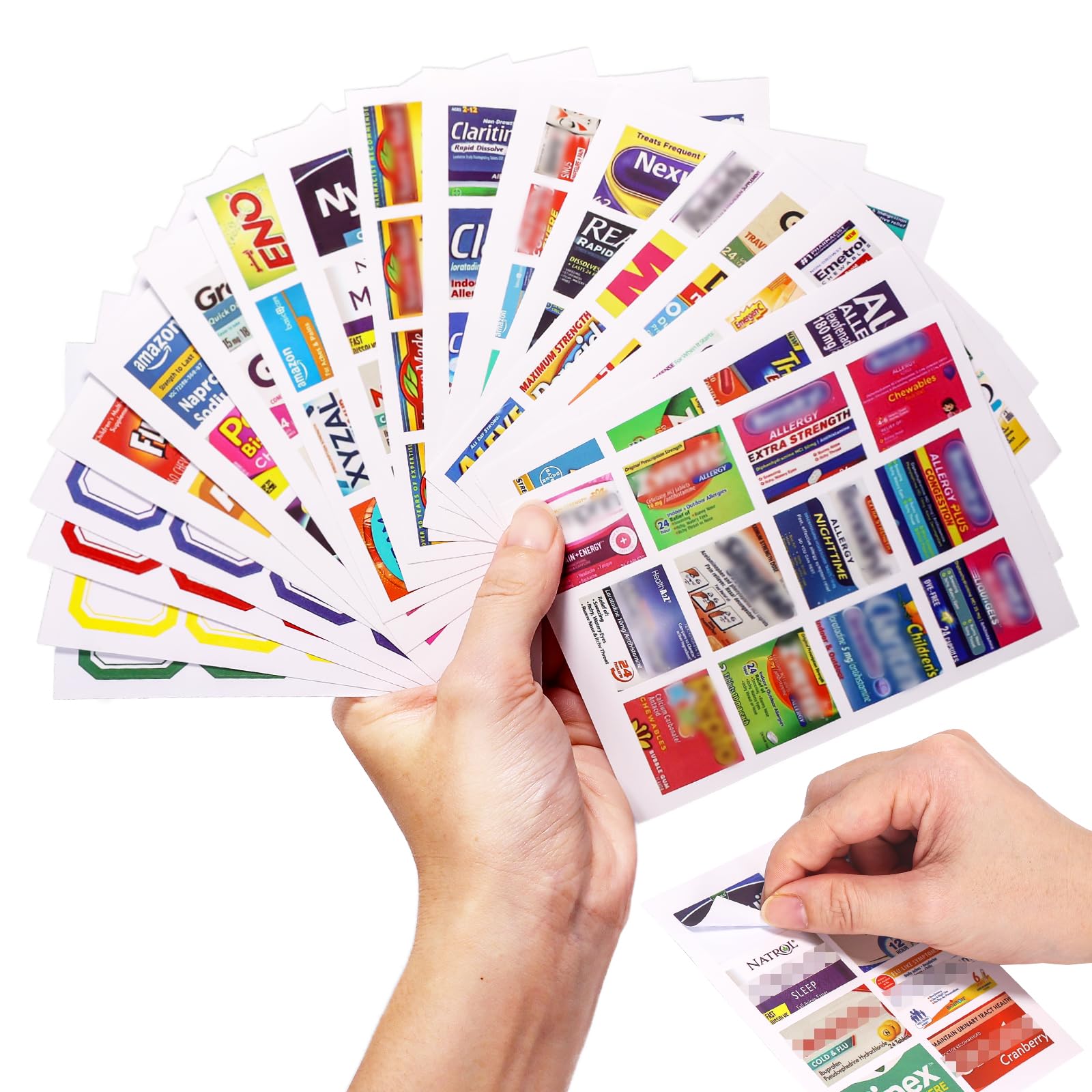 Photo 1 of 383Pcs Pill Organizer Medicine Labels, Pre-Cut Medicine Stickers Travel Daily Pill Container Labels with 34 Sheets Pill Box Lables Pill Organizer Stickers of Brands+4 Sheets Blank Stickers(351+32PCS)