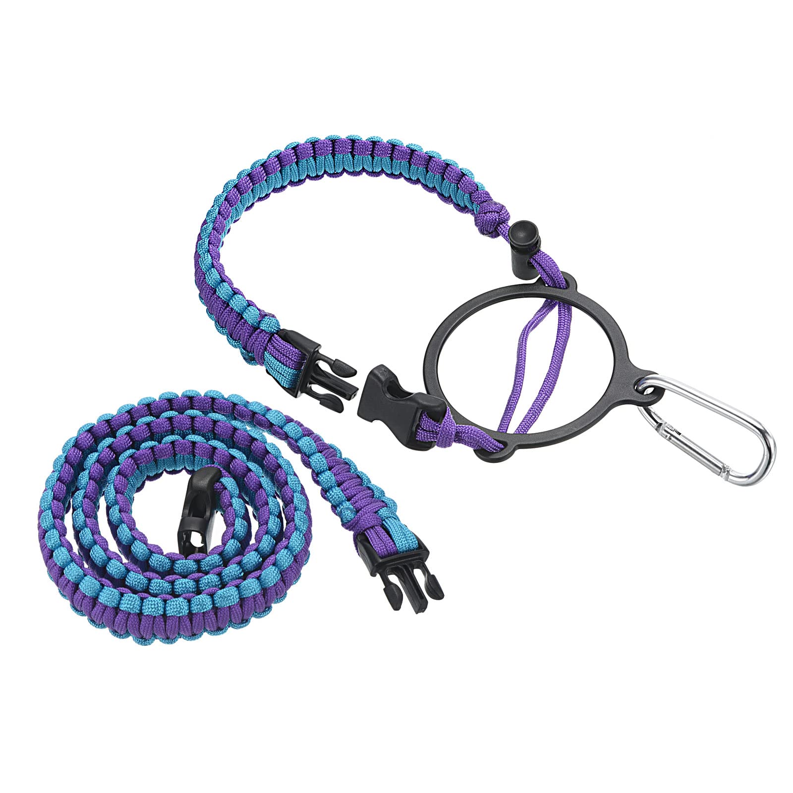 PATIKIL Water Bottle Holder, Paracord Handle Carrying Lanyard Strap Carrier with Ring for 12oz to 64oz Wide Mouth Bottles, Blue, Purple