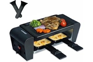 TAMARIT Raclette Grill for 2 Person, Compact Indoor Electric Korean BBQ 450W Portable Tabletop Grill with Non-Stick Iron Plat