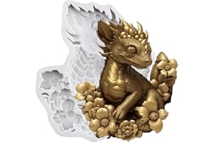QDMOLDS 3D Dragon Fondant Candy Molds Dragon Silicone Mold for Cake Decoration Chocolate Cupcake Topper Sugar Craft Gum Paste