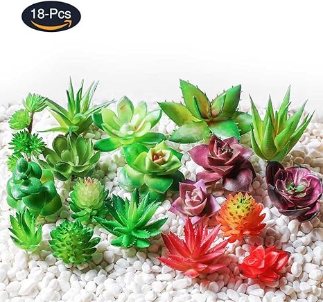 Amazon Justoyou 18pcsフェイク多肉植物人工unpottedフェイク多肉の屋外ホーム飾りfloral Arrangement 造花 オンライン通販