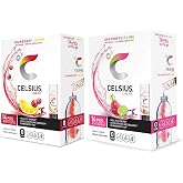 CELSIUS On-The-Go Powder Stick, Combo Pack of Dragonfruit Lime and Cranberry Lemon, 28 Piece Assortment