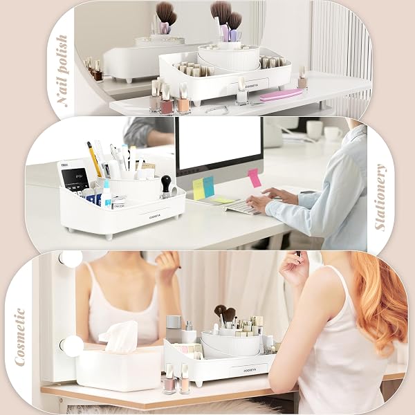 COOSEYA MAKEUP ORGANIZER FOR VANITY, MAKEUP STORAGE ORGANIZER,ROTATING MAKEUP ORGANIZER SKINCARE ORGANIZER COUNTERTOP FOR BATHROOM SINK,ORGANIZE AND STORAGE BRUSH HOLDER PERFUME
