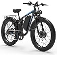 4000W Peak 5000W Dual Motor Electric Bike for Adults, 24/26 Inch, 52V 32AH, Up to 90Mile & 45MPH E-Bike Fat Tire Full Suspension Electric Bicycles, 7 Speed AWD Mountain Ebikes, Hydraulic Disc Brake