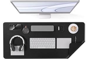 Crenovo Non Slip Desk Pad, Mouse Pad, Desk Mat, Upgrade Anti-Slip Grain PU Leather Desk Pad for Keyboard and Mouse, Desk Mat On Top of Desk Writing Mat for Office and Home (Black, 35.4" x 15.7")