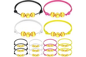 ZELARO 12Pcs Softball Charm Bracelets Softball Party Favors Softball Beads Adjustable Wristbands Inspirational Sports Bracelet for Women Teens Girls Birthday Party Graduation Gifts for Team Players