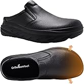 OrthoComfoot Men's Orthopedic Diabetic Wide Slippers: Comfortable Plantar Fasciitis Arch Support Leather Slip On Oxfords, Flat Feet Neuropathy Casual House Loafers for Foot and Heel Pain Relief