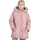 maoo garden Girls Winter Coat Big Kids Heavyweight Fur Hood Snow Ski Parka Water-Resistant Overcoat