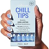 Chillhouse - Chill Tips, French Tip Press On Nails Kit - Pool Day (Almond) - 30 Nail Shapes & Sizes - 2 Weeks of Wear - Customizable Fit - French Manicure Kit - Women Owned - Beauty & Self Care