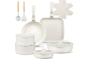 KOCH SYSTEME CS 18 Piece Pots and Pan Set with Detachable Handle, Nonstick Removable Handle Cookware Set, RV Camping Stackabl