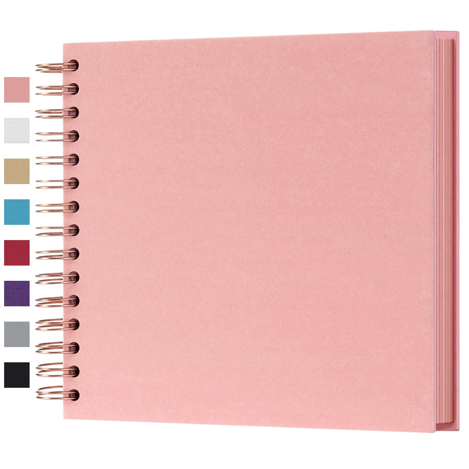 8 x 8 Inch DIY Scrapbook Photo Album Hardcover Kraft Blank Pink Page Wedding and Anniversary Family Photo Album (Pink, 8 Inch)